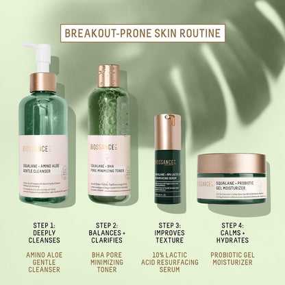 Biossance Squalane + Probiotic Balancing Face Gel Moisturizer - Advanced Formula for Oily & Acne-Prone Skin, Encapsulated Probiotics, Reduces Redness & Excess Oil, Soothes Sensitive Skin