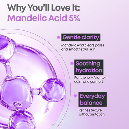 NINELESS Molecule-Clear 5% Mandelic Acid Serum, AHA Exfoliating