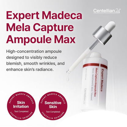 CENTELLIAN 24 Expert Madeca Mela Capture Ampoule Max - Anti Aging Serum with TECA for Elasticity, Hydration & Sensitive Skin Facial Care