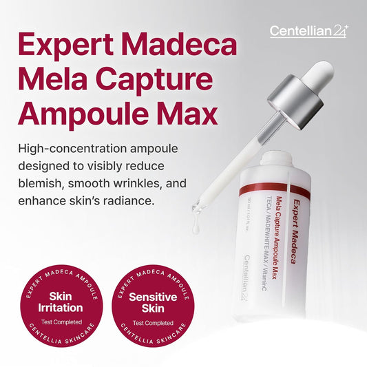 CENTELLIAN 24 Expert Madeca Mela Capture Ampoule Max - Anti Aging Serum with TECA for Elasticity, Hydration & Sensitive Skin Facial Care
