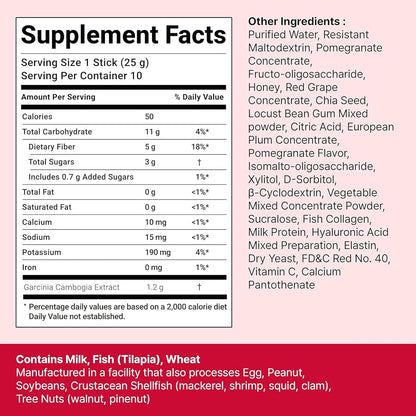 FOODOLOGY Coleology Cutting Jelly, Slimming Jelly Pomegranate, 1 Stick, Dietary Fiber Supplement for Weight Management, Chia Seeds & Garcinia Cambogia, Korean Weigh Loss, Appetite Suppressant