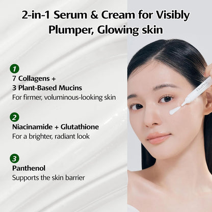 Mucin Collagen Voluming Ampoule Moisturizer Face Cream (Dual Collagen + Mucin Care) Deep Hydrating Facial Skin Care for Women, Glow Up Skincare Essentials