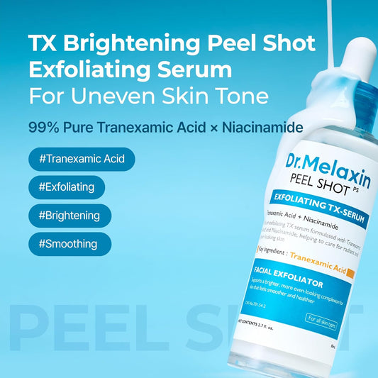 Dr.Melaxin Peel Shot Exfoliating TX Serum – 99% Pure Tranexamic Acid & Niacinamide + AHA PHA Brightening Exfoliating for Uneven Skin Tone, Dark Spots & Dullness, Smooth, Korean Skincare