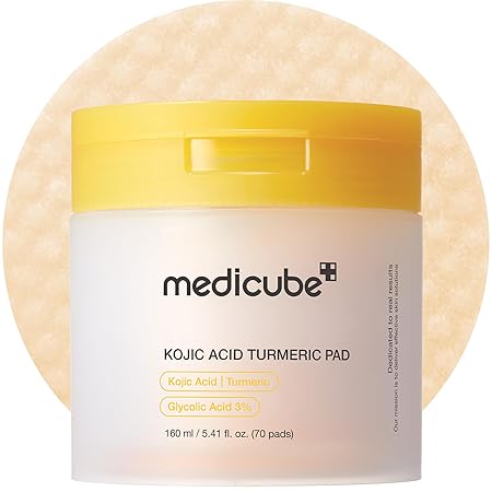 medicube Toner Pads Kojic Acid Turmeric Clarifying Toner Pad for Troubled Skin & Use After Spot Care, Soothing with Kojic Acid, Turmeric, Niacinamide, Glycolic Acid