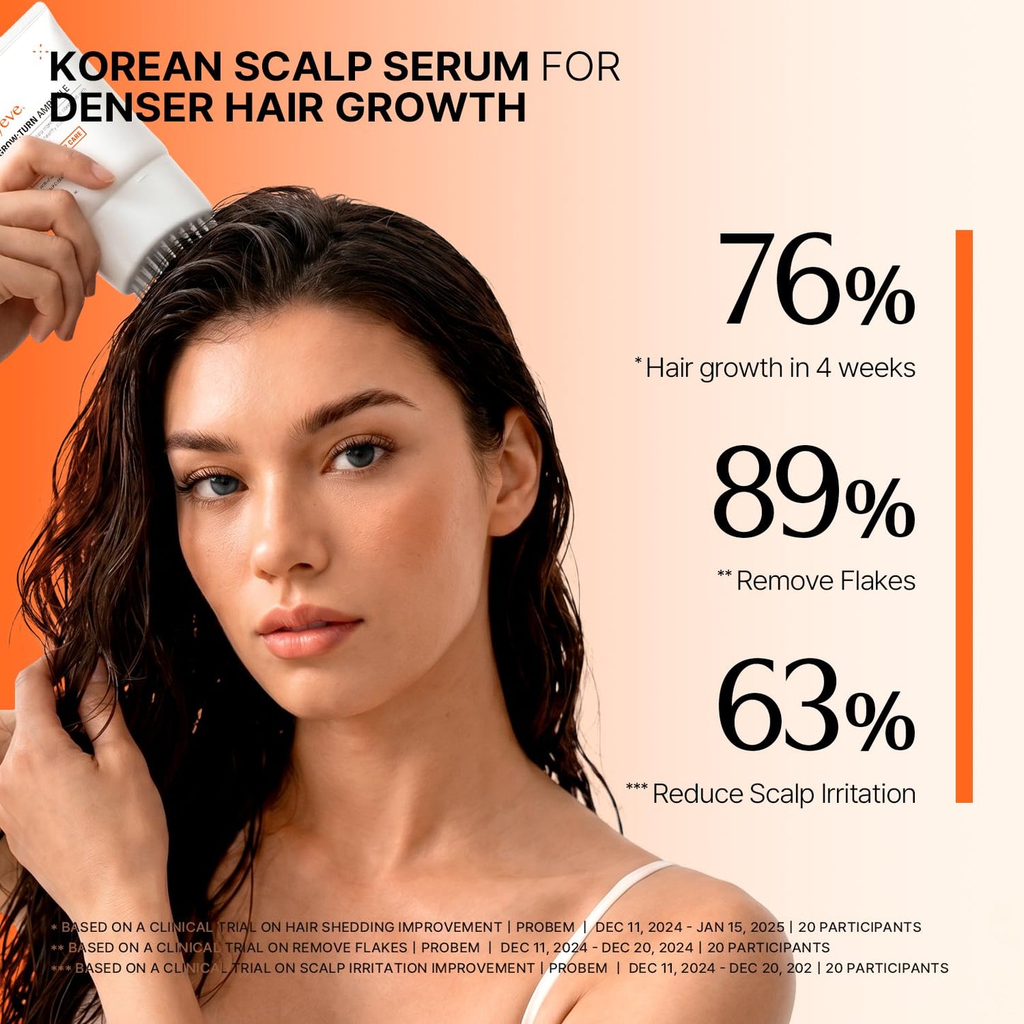 Lilyeve GROWTURN Exosome Hair Growth Serum with Built-In Brush, Built-In Brush Serum with Biotin, Caffeine & Peptides for Thinning & Flat Hair, Non-Greasy & Fragrance-Free, Korean Hair Care