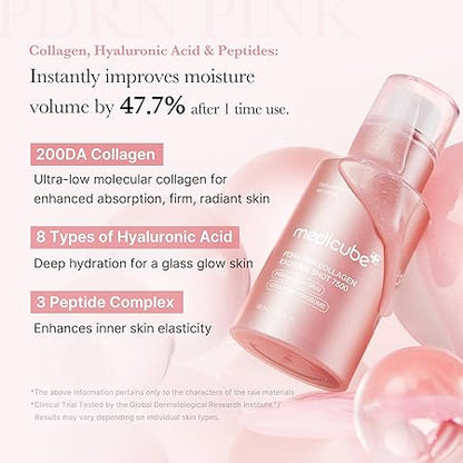 medicube Exosome Shot PDRN Pink Collagen 7,500 PPM Spicule Facial Serum,  Liquid Skin Booster, Exosome, Salmon DNA Spicules, Uneven Skin Tone, Pore Care, Skin Texture