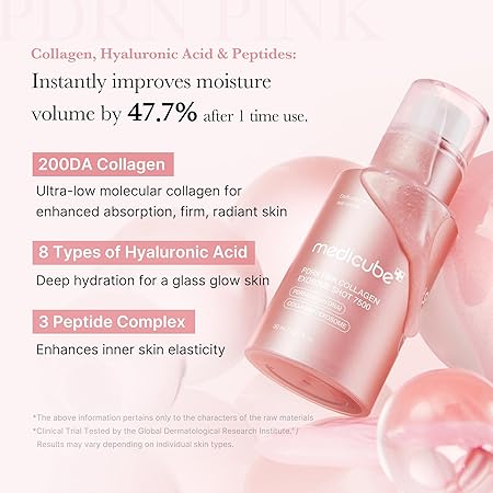 medicube Exosome Shot PDRN Pink Collagen 7,500 PPM Spicule Facial Serum,  Liquid Skin Booster, Exosome, Salmon DNA Spicules, Uneven Skin Tone, Pore Care, Skin Texture