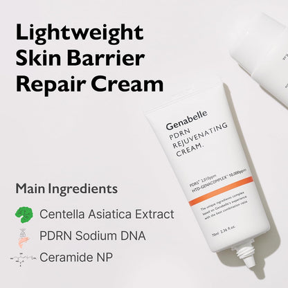 Genabelle PDRN Rejuvenating Cream - 1,000ppm PDRN Salmon DNA and Patented HTD-GENACOMPLEX for Skin Elasticity, Glass Skin - Ceramide and Tripeptide-1 Face Moisturizer