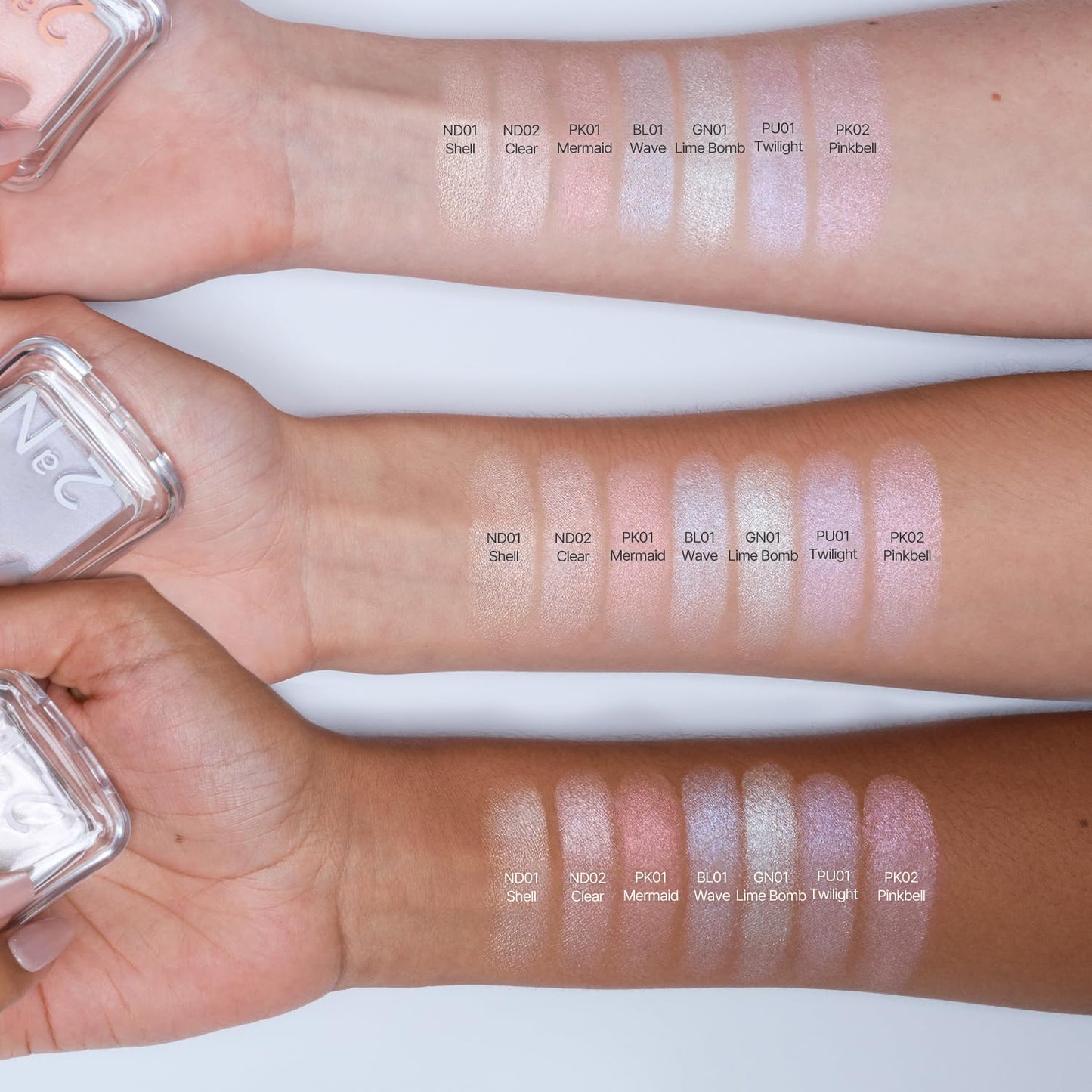 2aN Pure Glass Highlighter PK01 Mermaid – Glass-Like Sheen Powder Highlighter for a Natural, Radiant Glow, Buildable, Long-Lasting, Lightweight Formula