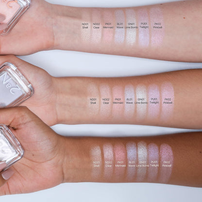 2aN Pure Glass Highlighter PK01 Mermaid – Glass-Like Sheen Powder Highlighter for a Natural, Radiant Glow, Buildable, Long-Lasting, Lightweight Formula