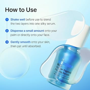 mixsoon Bean Copper Peptide Firming Serum GHK-Cu Copper Peptides Dual-Phase face skincare with Fermented Bean & 2% Niacinamide for Firm-Looking Skin, Korean Skincare, 30ml / 1.01 fl oz