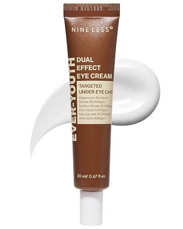 NINELESS Ever-Youth Dual Effect Eye Cream, Instant Lift & Firm, 0.67 fl.oz - Niacinamide, Hyaluronic Acid & Ceramides, Tightening, Smooths fine lines & wrinkle, Improve dark circle & eye bags, Depuff