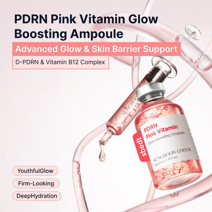 SUNGBOON EDITOR Glow Intensive PDRN Ampoule, Copper Peptides & Vitamin B12 Serum for Face with Collagen & Multi Peptides & 10 Hyaluronic Acids | Korean Skincare Serum