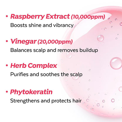 A'PIEU Raspberry Hair Vinegar Rinse, Scalp Cleanser for Dandruff, Buildup & Excess Oil, Smooth & Shiny Hair, Itchy Scalp Relief, pH Balancing, Fresh Raspberry Scent, Korean Haircare