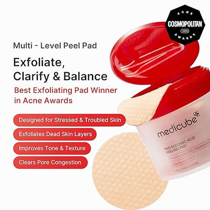 medicube Toner Pads Red Succinic Acid Panthenol Facial Peeling Pad