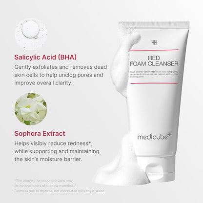 medicube Red Foam Cleanser - Daily Gentle Cleansing Foam for Sensitive & Troubled Skin, Deep Cleansing Impurities & Excess Sebum Control