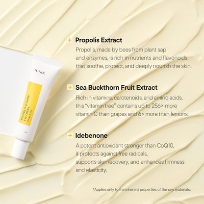 IUNIK Propolis Vitamin Eye Cream – Propolis & Vitamin C Lightweight Cream for Dark Circles, Puffiness & Fine Lines, Korean Skincare