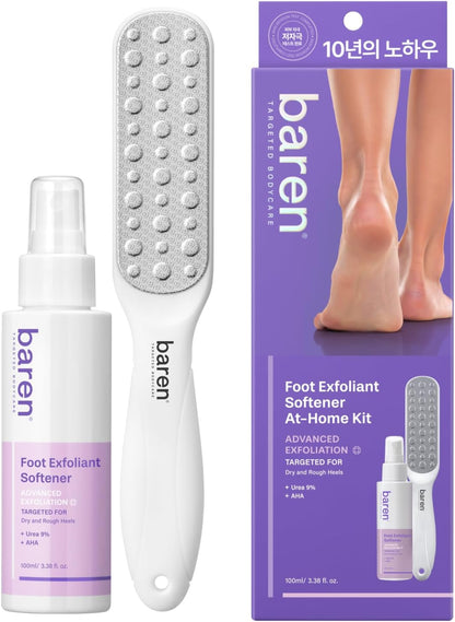 Baren Foot Callus Remover Kit, Instant Peeling Spray & Foot File for Heels