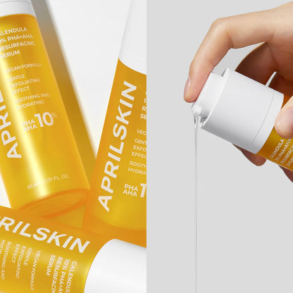 APRILSKIN Calendula10% PHA+AHA Resurfacing Serum, Vegan, Cruelty-Free, Dry, sensitive, acne-prone skin