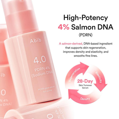 Abib PDRN Glow Serum 4.0 Pump, 4% Salmon DNA PDRN, Skin Turnover & Revitalization Care, Elasticy, Skin Density, with Peptides, Hyaluronic Acid & Hydrolyzed Collagen, Korean Skin Care