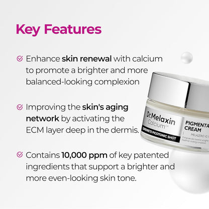 Dr.Melaxin Picotonic Shot Calcium Cream with Calcium, Intensive Brightening Cream for Even Skin Tone & Skin Clarity, Korean Skincare for Density Care