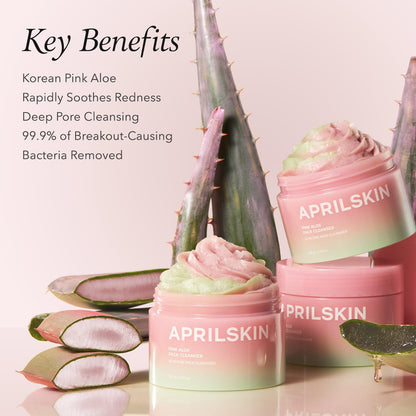 APRILSKIN Pink Aloe Facial Polish Cleanser, Gentle Exfoliation with Mungbean & Soybean Scrub, Removes Waterproof Makeup & Sunscreen, Non-Comedogenic Cleanser for All Skin Types, Korean Skincare