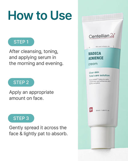 CENTELLIAN 24 Madeca Acnience Cream - Revitalizing & Hydrating Blemish Care Cream, Balances Oil & Moisture, Non-Comedogenic, Low Irritation, Korean Skin Care. Centella Asiatica Extract