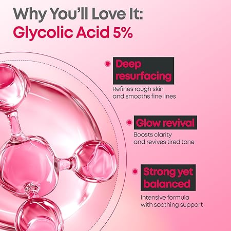 NINELESS Molecule-Clear 5% Glycolic Acid Serum - Korean Skincare AHA Exfoliating, Texture Refining - Panthenol, Sodium Hyaluronate, Allantoin - Hydrating, Soothing for Dull Rough Skin