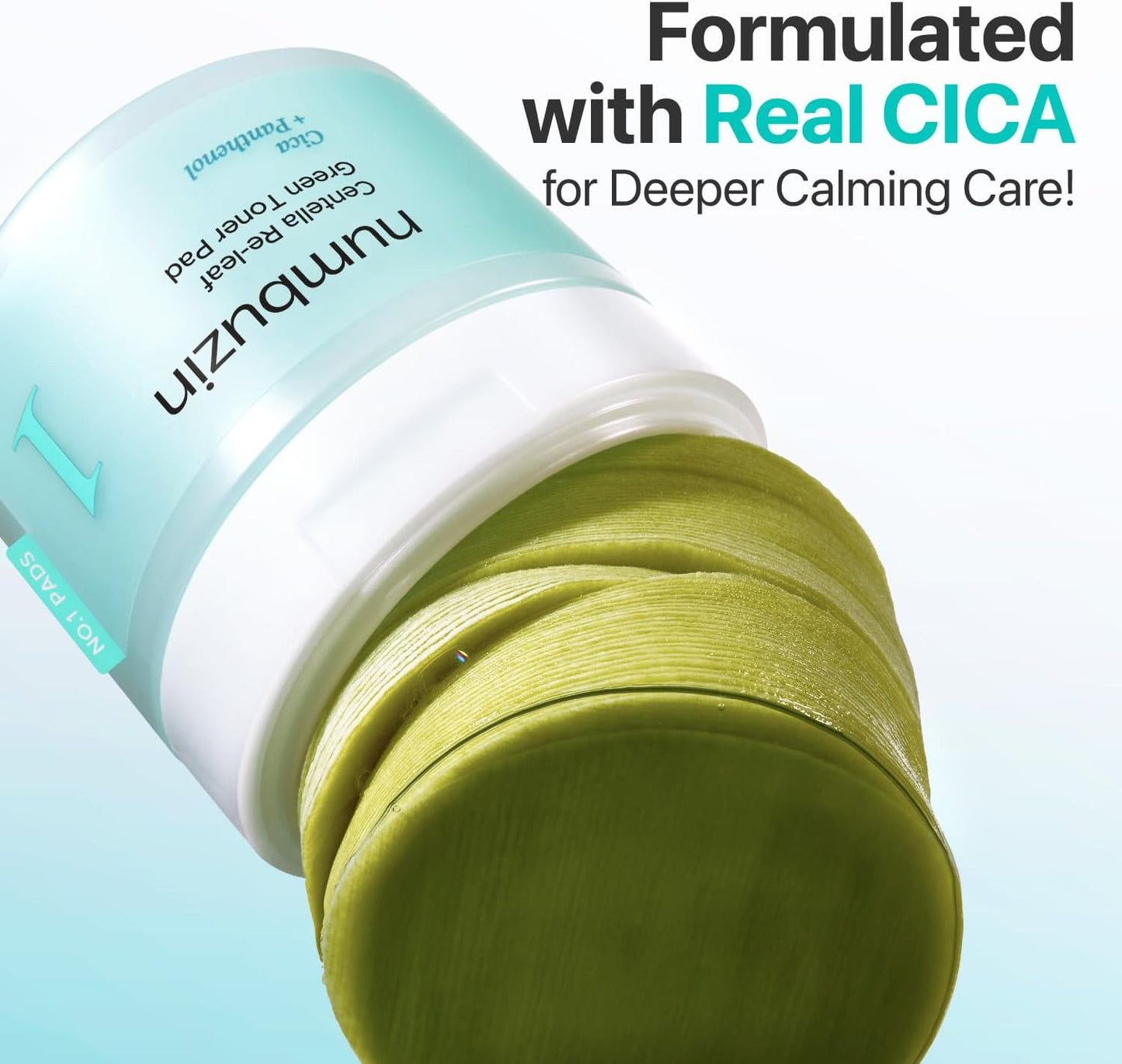 Numbuzin No.1 Toner Pads, Centella Re-Leaf Green Toner Pad, Double-Sided, Centella Asiatica, Heartleaf, Licorice Root, Calming, Hydrating, Exfoliating