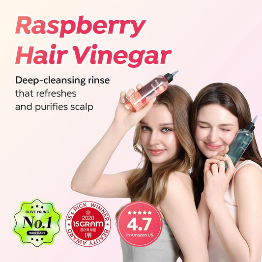 A'PIEU Raspberry Hair Vinegar Rinse, Scalp Cleanser for Dandruff, Buildup & Excess Oil, Smooth & Shiny Hair, Itchy Scalp Relief, pH Balancing, Fresh Raspberry Scent, Korean Haircare