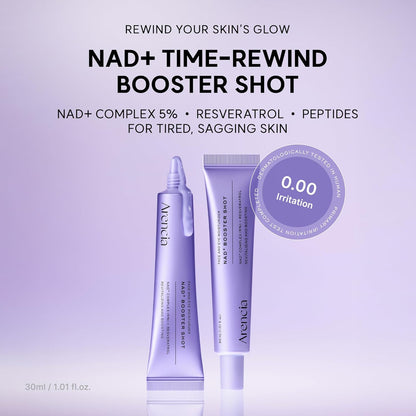 Arencia NAD+ Serum Booster Shot with 5% NAD+ Complex & Resveratrol, Hydration & Barrier Support