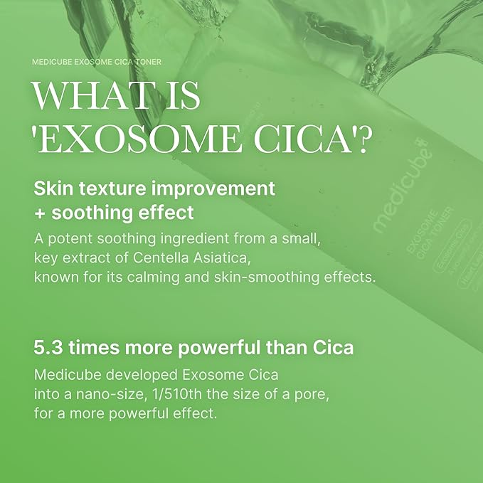 medicube Exosome CICA Toner - Daily Soothing Toner with Exosome CICA, Heartleaf, Tea Tree, 12 Kinds of CICA, Low Irritation, Sebum Care Korean Skin Care, for Stressed Skin
