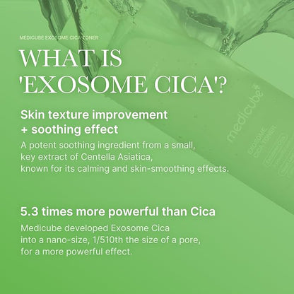 medicube Exosome CICA Toner - Daily Soothing Toner with Exosome CICA, Heartleaf, Tea Tree, 12 Kinds of CICA, Low Irritation, Sebum Care Korean Skin Care, for Stressed Skin