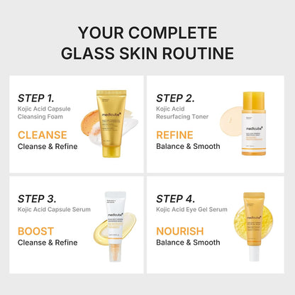 Medicube starter kit kojic brightening essentials, mini 4-step skincare set