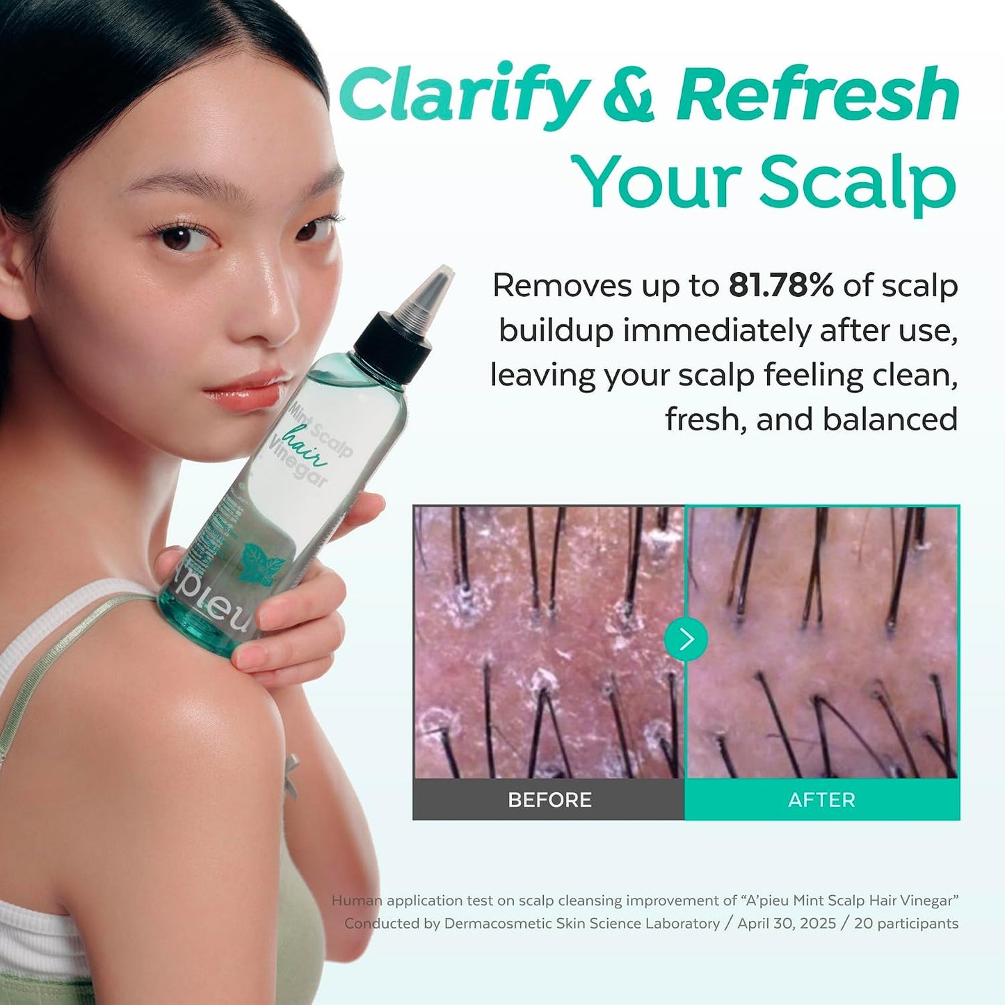 A’PIEU Mint Hair Vinegar Rinse for Cooling, Dandruff & Buildup Removal, Clarifying Scalp Care, Fresh Mint Scent, Detox & Refreshing Treatment, pH Balancing, Korean Hair Care