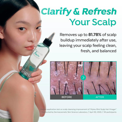 A’PIEU Mint Hair Vinegar Rinse for Cooling, Dandruff & Buildup Removal, Clarifying Scalp Care, Fresh Mint Scent, Detox & Refreshing Treatment, pH Balancing, Korean Hair Care