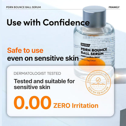 FRANKLY Salmon PDRN Bounce Ball Serum – 99% Pure Salmon DNA PDRN for Post Microneedling Recovery, Redness & Damaged Skin Repair | Glass Skin Korean Skincare | Lightweight, Non Sticky
