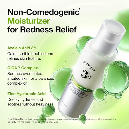 ANUA Azelaic Acid CICA Skin Soothing Moisturizer, Lightweight & Redness Relief, For Acne Prone Skin