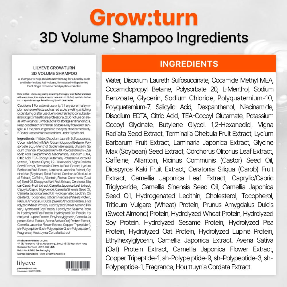 lilyeve GROWTURN 3D Volume Shampoo, Biotin, Hair Growth