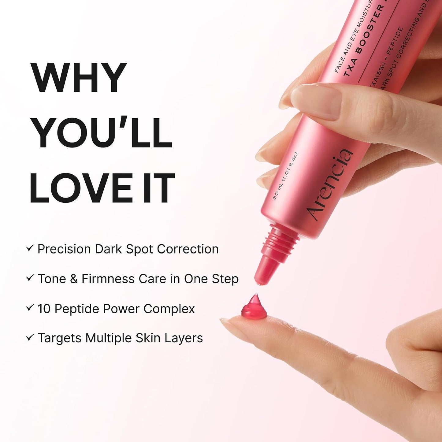 Arencia TXA Booster Shot Serum with 5% Tranexamic Acid & Peptides, Skin Tone Balancing & Hydration Support, Lightweight Daily Skincare