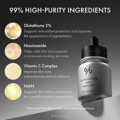 Dr.Ceuracle Glutathione & NMN Ampoule - Antioxidant Serum for Elevating Skin Vitality and Radiant Glowing Complexion
