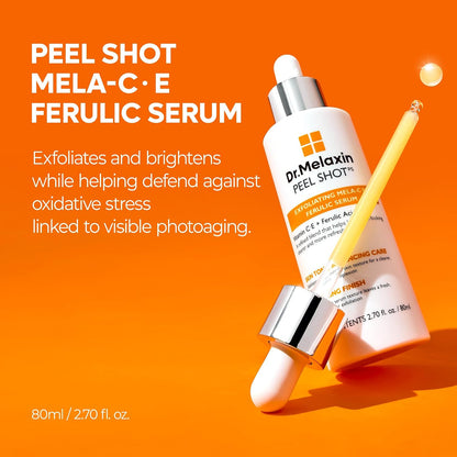 Dr.Melaxin Peel Shot Glow Rice Peeling Ampoule, Dead Skin Gentle Exfoliating Ampoule with Rice Water Extract, AHA BHA, Niacinamide, Daily Skin Texture Care, Korean Skincare
