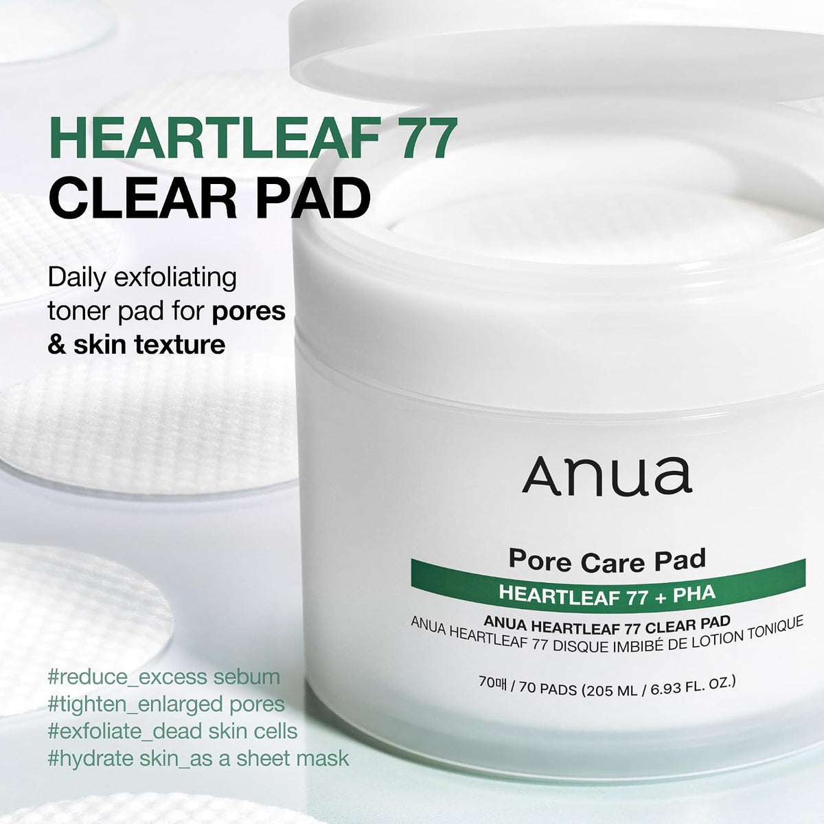 Anua Heartleaf 77 Toner Pads, Non-Comedogenic, 70 Pads