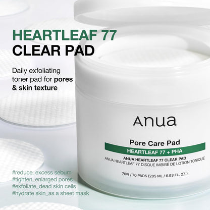 Anua Heartleaf 77 Toner Pads, Non-Comedogenic, 70 Pads