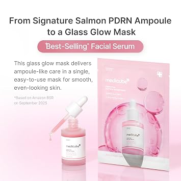 medicube PDRN Pink Peptide Ampoule Sheet Mask (1 mask)-Sheet Mask for Uneven Skin Tone Care - Glow & Hydration, Korean Skincare, 23ml