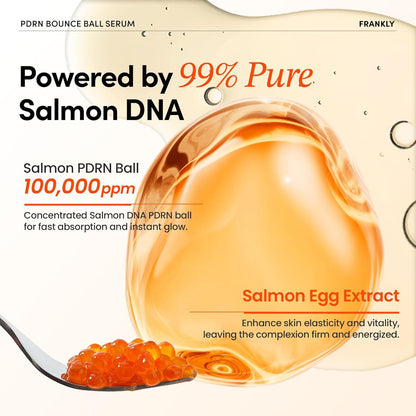 FRANKLY Salmon PDRN Bounce Ball Serum – 99% Pure Salmon DNA PDRN for Post Microneedling Recovery, Redness & Damaged Skin Repair | Glass Skin Korean Skincare | Lightweight, Non Sticky