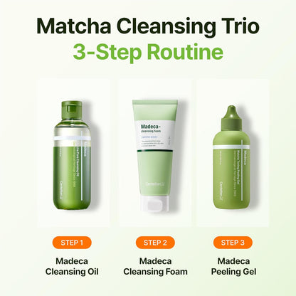 CENTELLIAN 24 Madeca Matcha Cleansing Set - Peeling Gel, Oil & Foam, Korean Skincare Trio with TECA and Centella to Purify, Exfoliate and Smooth for a Complete Facial Routine, 3 Pieces