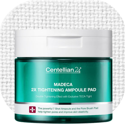 CENTELLIAN 24 Madeca Double Tightening Ampoule Pad (60 pcs) - Pore Minimizer, Hydrating & Exfoliating Pads for Smoother Skin Texture, Vegan Certified, Korean Skin Care