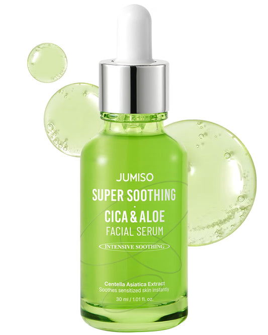 JUMISO Super Soothing Cica & Aloe Facial Serum, Moisturizing, Calming, Revitalizing Serum for Sensitive Skin, Vegan, Centella and Aloe Extract