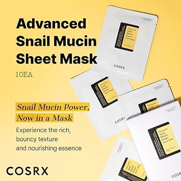 COSRX Snail Mucin Sheet (1 Mask) with Snail Mucin Serum-Hydrating Face Sheet Masks for Dry & Sensitive Skin, Korean Face Mask for Self Care